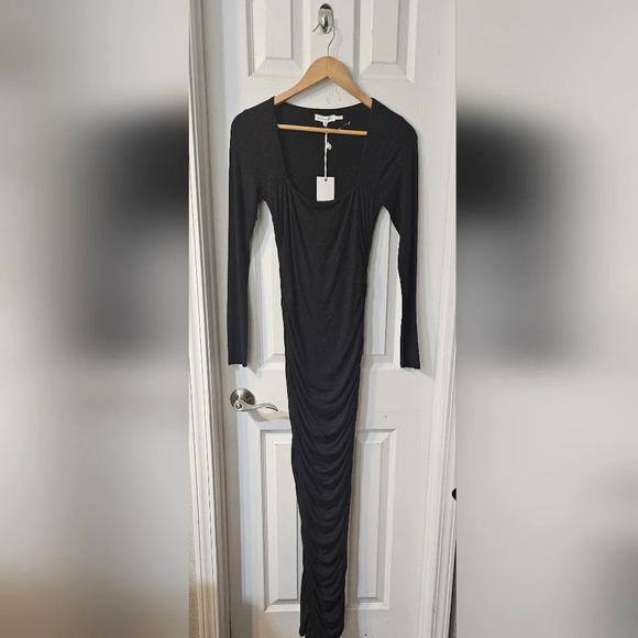 NWT GOOD AMERICAN Ruched Squareneck Maxi Dress - Picture 3 of 7